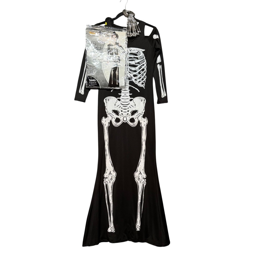 Spirit Halloween Bad To The Bone Skeleton Dress Costume M/L Black 01236868‎